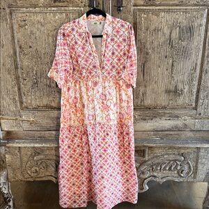 Floral Pink and White Maxi Dress